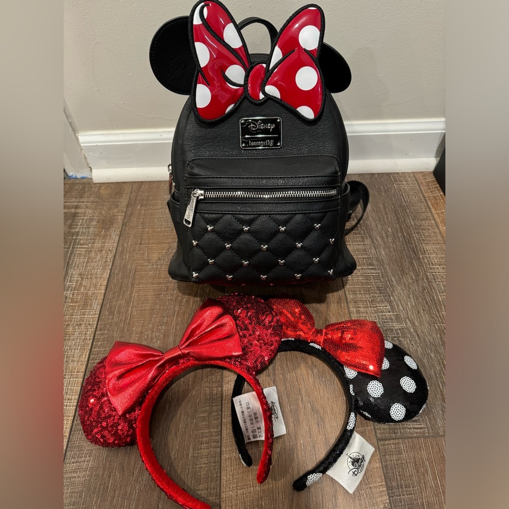 Minnie studded backpack and two ears